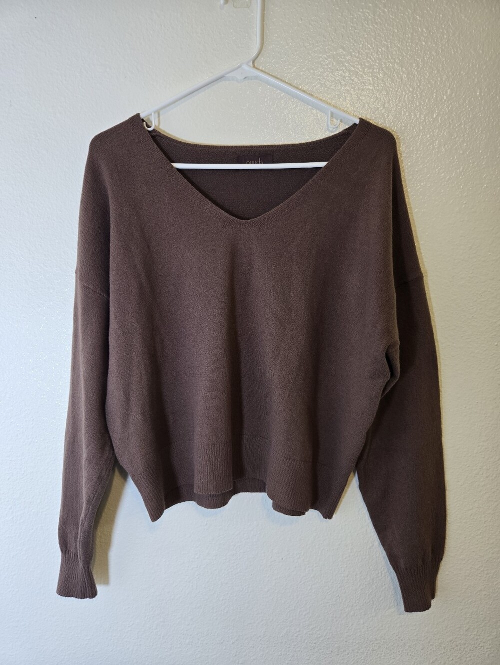 Nuuds Luxe Knit V-Neck Sweater Mocha XS Cotton Blend